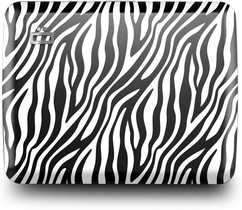 ÖGON -DESIGNS- Aluminum wallet, Large capacity with metal lock, RFID Protection against fraud and demagnetization, model Smart Case OSLO Large (Engraving Zebra) - Image 1